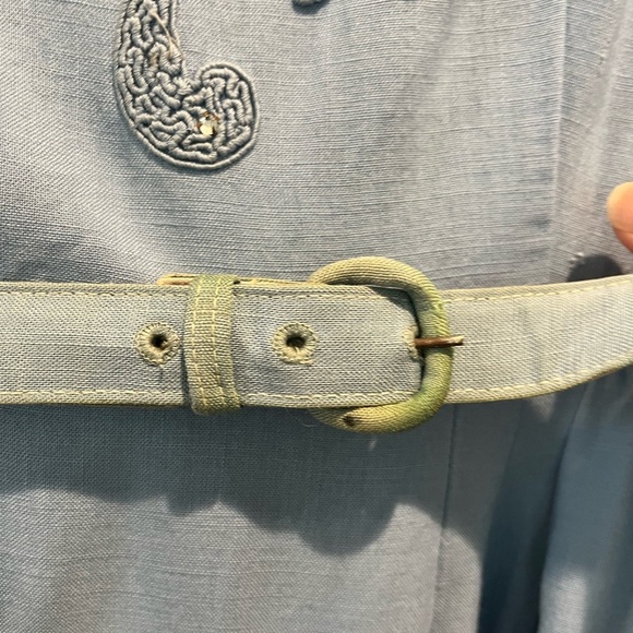 Vintage 50s/60s Womens Dress & Coat Beaded Matching Set Size XS-S Blue Needs TLC - Picture 12 of 14